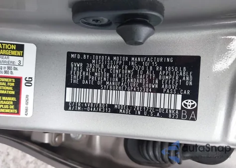 2016 Toyota Corolla Le Plus из США, поврежденный, VIN 5YFBURHE7GP412384